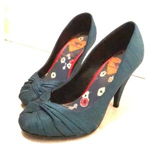 Teal raw silk Rocketdog heels